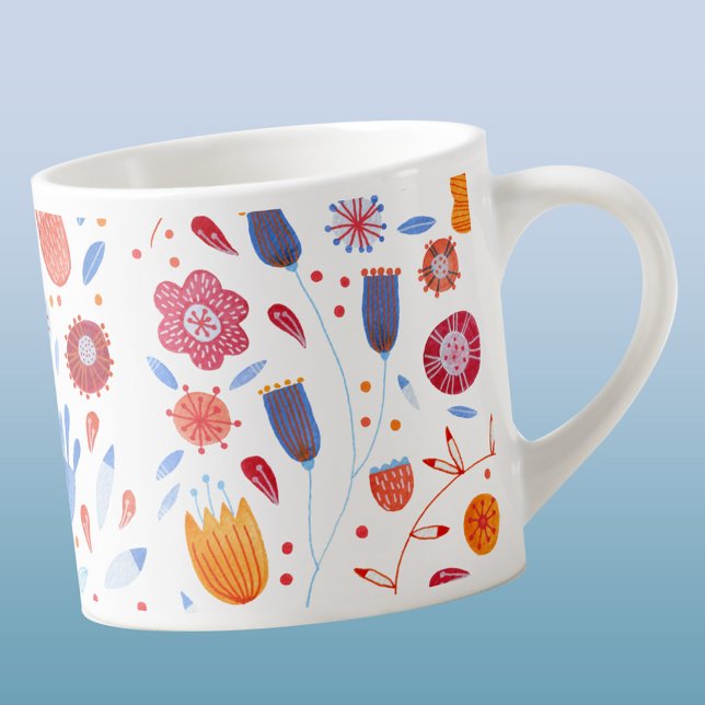 Modern Blommigt vattenfärg Espressomugg (Pretty and modern watercolor floral wildflower pattern espresso mug)
