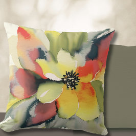 Modern Blommigt vattenfärg Kudde