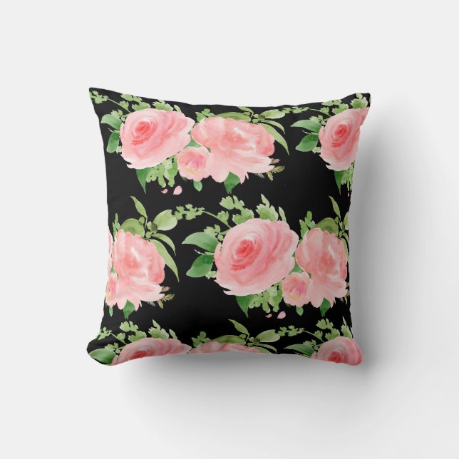 Modern Blommigt vattenfärg Kudde (Framsida)