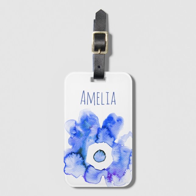Modern blommigt vattenfärgsblomma i hand plockade bagagebricka (Framsida vertikal)