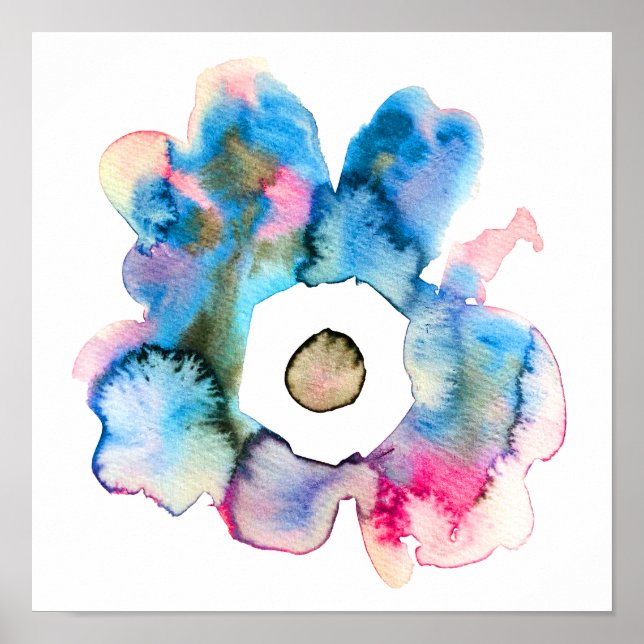 Modern blommigt vattenfärgsblomma i hand plockade poster (Framsidan)