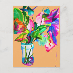 Modern blommigt vattenfärgsblommor vykort