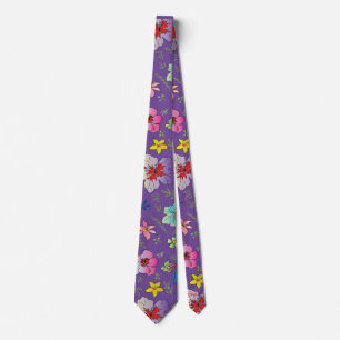 Modern Blommigt vattenfärgsfärgen Flower Mönster f Slips