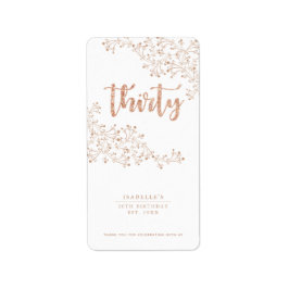 Modern Blommigt Vita och Ro Guld 30års födelsedag Adressetikett