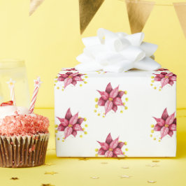 Modern Blommigt Warm Red-jul Presentpapper