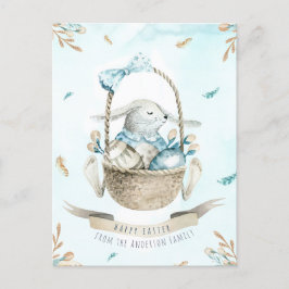 Modern Blommigt Watercolor Glad påsk Bunny Helg Vykort