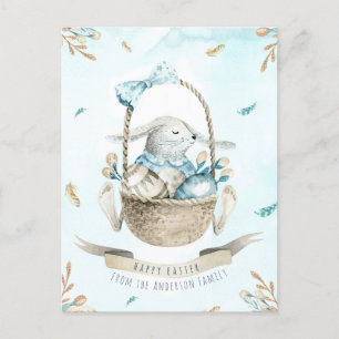 Modern Blommigt Watercolor Glad påsk Bunny Helg Vykort