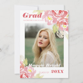 Modern Blommigt Watercolor Grad-meddelande Inbjudningar