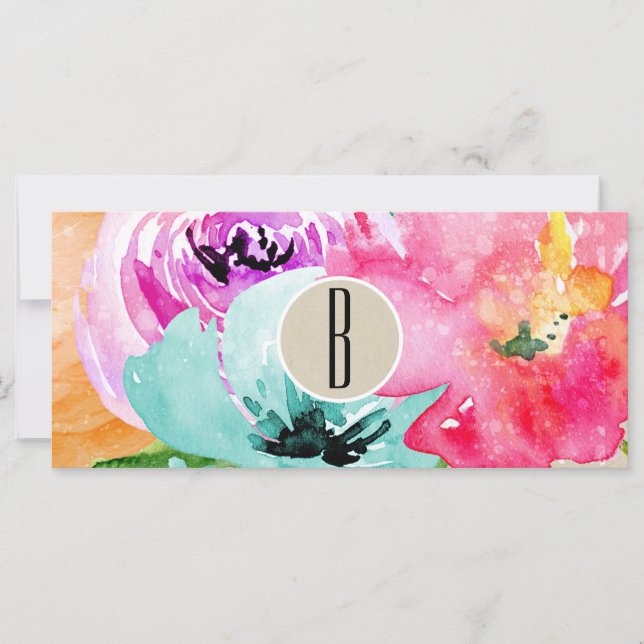 Modern Blommigt Watercolor Kraft Gift Certificate (Framsida)