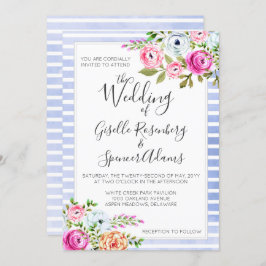 Modern Blommigt Watercolor Rand bröllopsinbjudan Inbjudningar