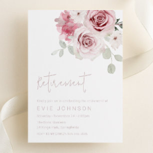 Modern Blommigt Watercolor Ro Pension Inbjudningar