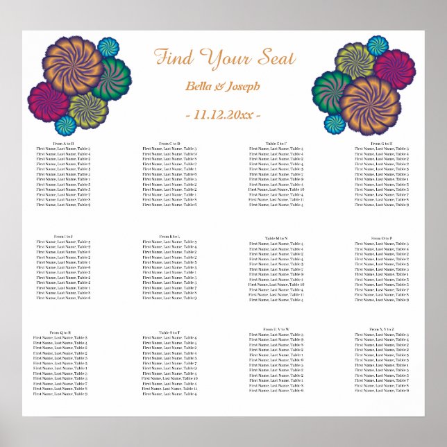 Modern Blommigt White Mandalas. Bröllop Poster (Framsidan)