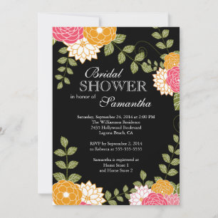 Modern Blommigt Zinnia & Morsa blomma Möhippa Inbjudningar