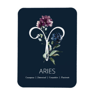 Modern Blommigt Zodiac-Stjärntecken Aries Magnet