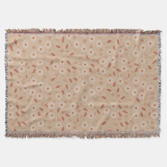 Modern Blommönster, Boho-Blommönstret Filt (Framsidan)