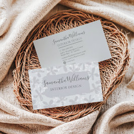 Modern Blommönster Chic Grått Visitkort