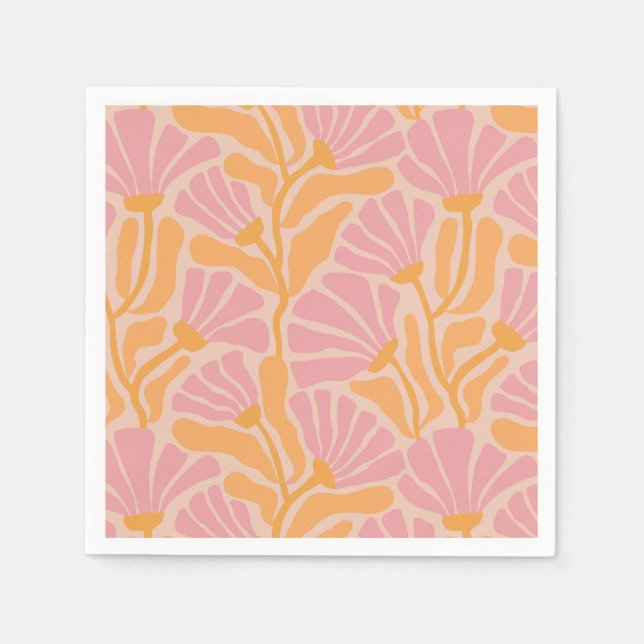 Modern Blommönster i mitten av århundradet Pappersservett (Framsidan)