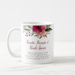 Modern blommor blir min gudföräldrars baptism kaffemugg