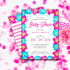 Modern blommor Det är en liten babyskabruk Inbjudningar