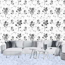 Modern blommor, svart och vitt