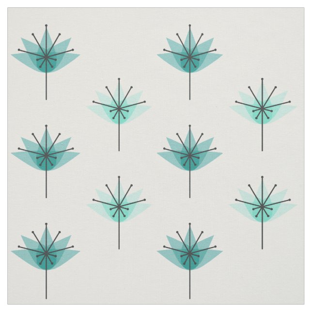 Modern blommor, turkos i mitten av århundradet tyg (Provkarta)