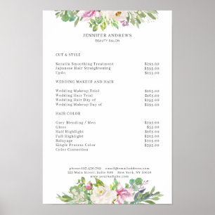Modern blommprislistaffisch poster