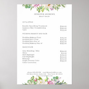 Modern blommprislistaffisch poster