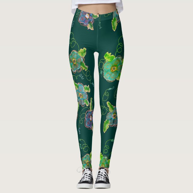 Modern blomning leggings (Framsida)