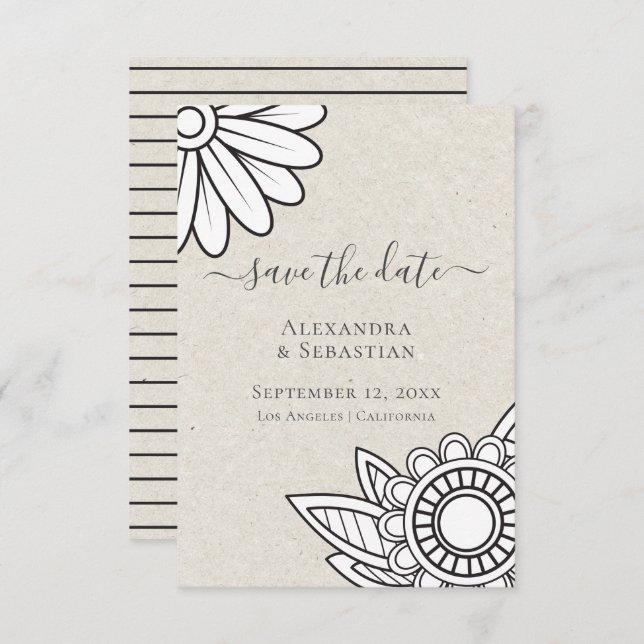 Modern blomning, typografi, spara datum Bröllop Inbjudningar (Fram/baksida)