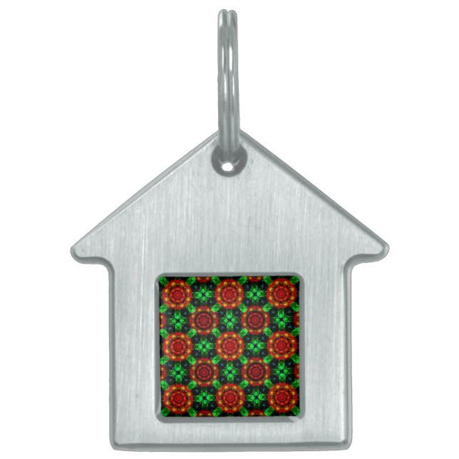Modern blomster boho elegant abstrakt mönster #504 ID-bricka husdjur (Framsidan)