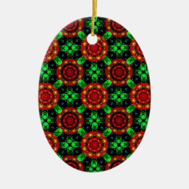 Modern blomster boho elegant abstrakt mönster #504 julgransprydnad keramik (Framsidan)