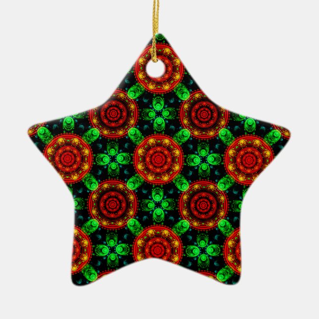 Modern blomster boho elegant abstrakt mönster #504 julgransprydnad keramik (Framsidan)