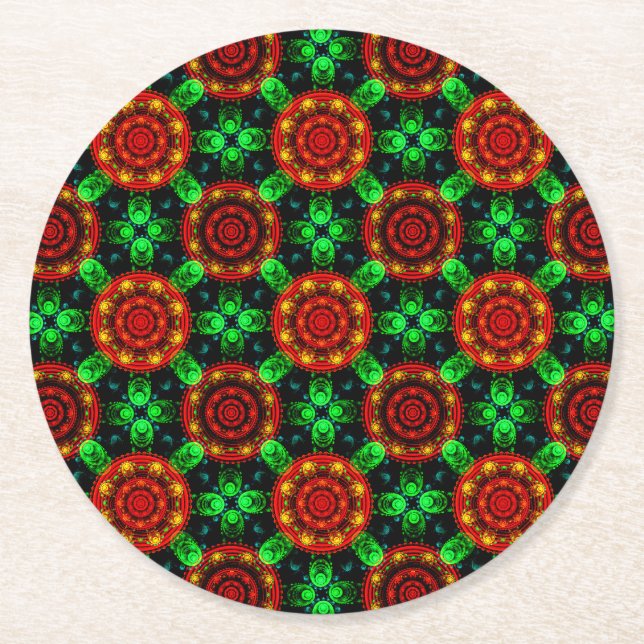 Modern blomster boho elegant abstrakt mönster #504 underlägg papper rund (Framsidan)