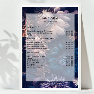 Modern blomster boho salong prislista poster