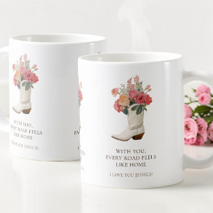 Modern blomster cowboy boot western Alla hjärtans Kaffemugg