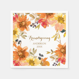 Modern blomster Friendsgiving Pappersservett
