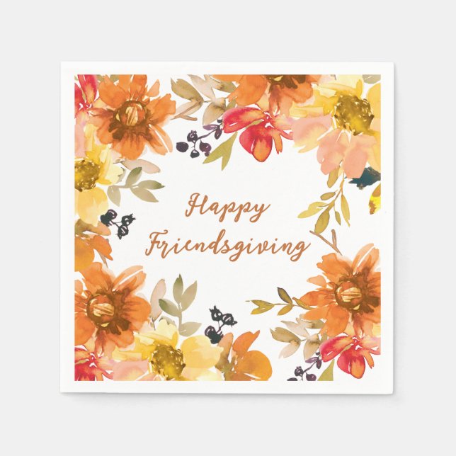 Modern blomster Friendsgiving  Pappersservett (Framsidan)
