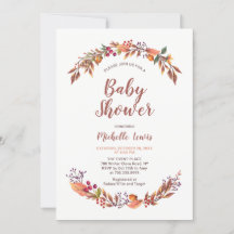 Modern blomster höst pojke baby shower inbjudan
