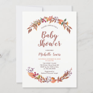 Modern blomster höst pojke baby shower inbjudan