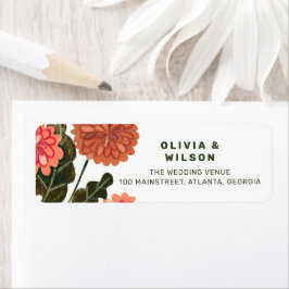 Modern blomster jordton peptidgrön bröllop returadress etikett