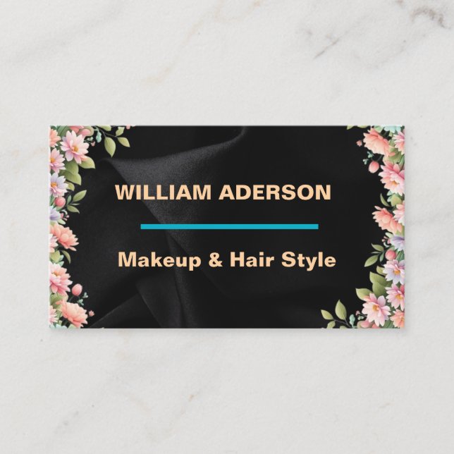 MODERN blomster makeup artist-kort Visitkort (Framsida)