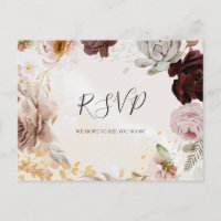 Modern blomster marmor meny val RSVP vykort