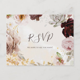 Modern blomster marmor meny val RSVP vykort