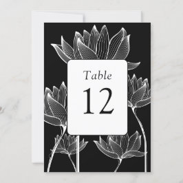 Modern blomster svart och vit bordskort