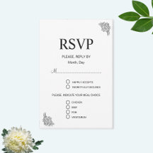 Modern blomster svart & vit bröllops RSVP