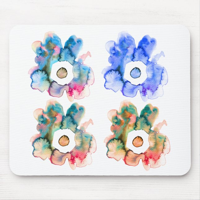 Modern blomster vattenfärg handritad blomstermus musmatta (Framsidan)