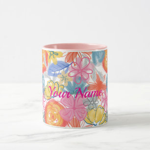 Modern blomsterakvarellmönster mugg