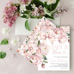 Modern blomsterbåge Baby in Bloom flicka dusch Inbjudningar