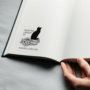 Modern blomsterbibliotekskatt stämpel