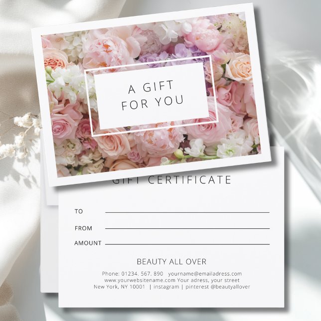 Modern blomsterbransch presentkort (Modern Floral Business Gift Certificate)